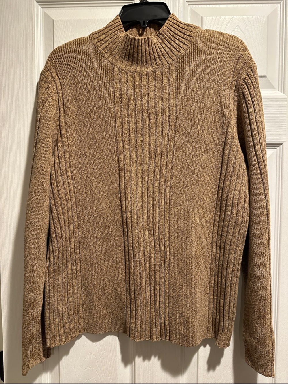 Express Camel Ribbed Knit Mock Neck Sweater